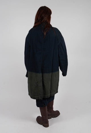 Colour Block Coat in Pine Medium - 2031205