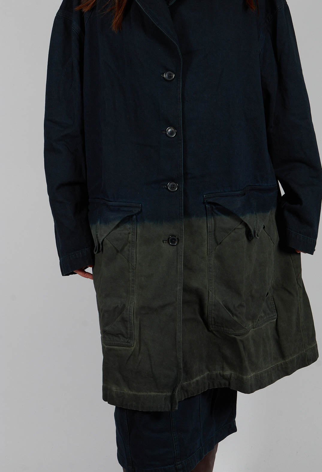 Colour Block Coat in Pine Medium - 2031205