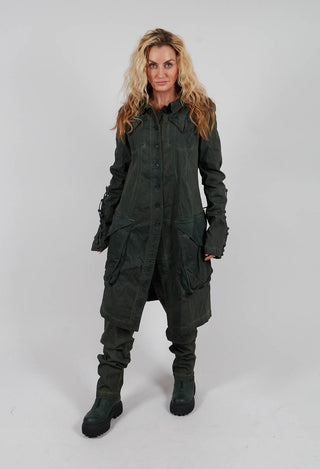 Button Through Coat in Pine Medium - 2061208