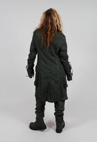 Button Through Coat in Pine Medium - 2061208