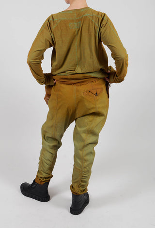 Drop Crotch Trousers with Ruched Leg in Lagoon Reverse - 2120103