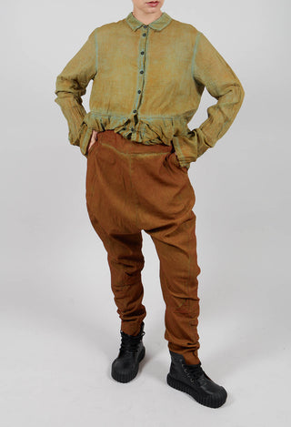 Drop Crotch Trousers with Ruched Leg in Lagoon Cloud - 2120103