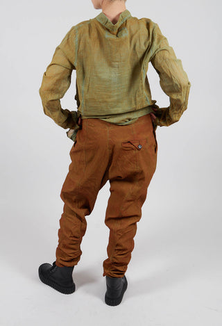 Drop Crotch Trousers with Ruched Leg in Lagoon Cloud - 2120103