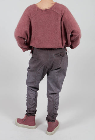 Drop Crotch Trousers with Ruched Leg in Flamingo Reverse - 2120103