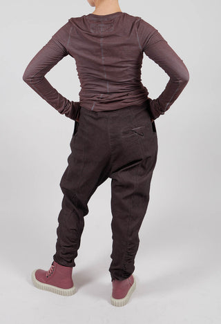 Drop Crotch Trousers with Ruched Leg in Flamingo Cloud - 2120103