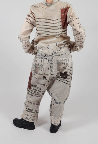 Cotton Drop Crotch Trousers in Backside Print - 2170104