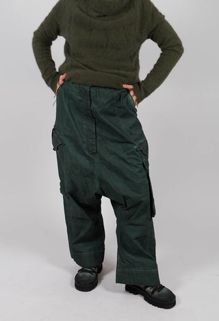 Wide Leg Trousers with Patch Pockets in Pine Cloud - 2190102