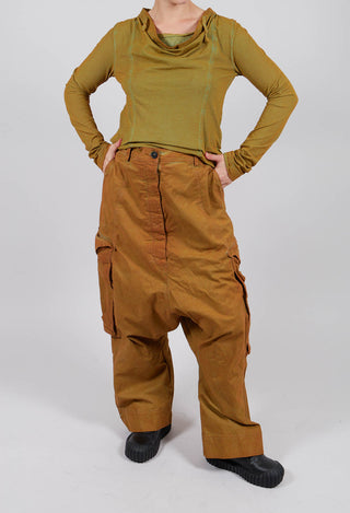 Wide Leg Trousers with Patch Pockets in Lagoon Cloud - 2190102