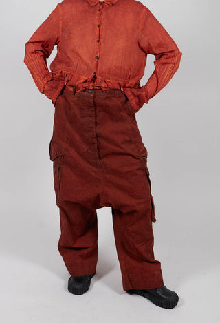 Wide Leg Trousers with Patch Pockets in Crab Cloud - 2190102