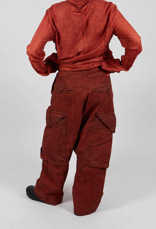 Wide Leg Trousers with Patch Pockets in Crab Cloud - 2190102