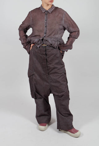 Wide Leg Trousers with Patch Pockets in Flamingo Cloud - 2190102