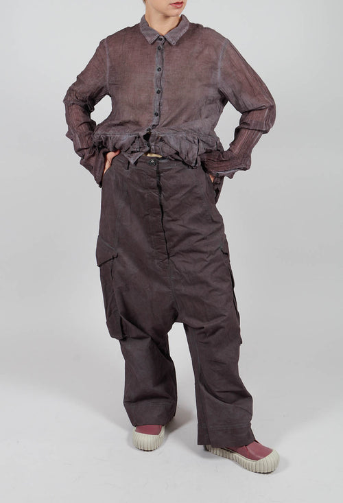 Wide Leg Trousers with Patch Pockets in Flamingo Cloud - 2190102