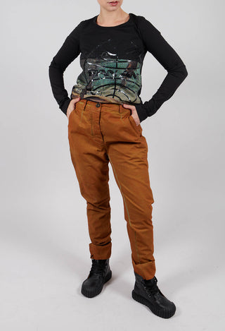 Belted Slim Leg Trousers in Lagoon Cloud - 2190104