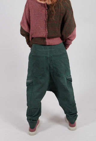 Drop Crotch Trousers with Large Pockets in Pine Cloud - 2240105