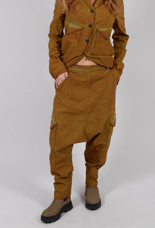 Drop Crotch Trousers with Large Pockets in Lagoon Cloud - 2240105