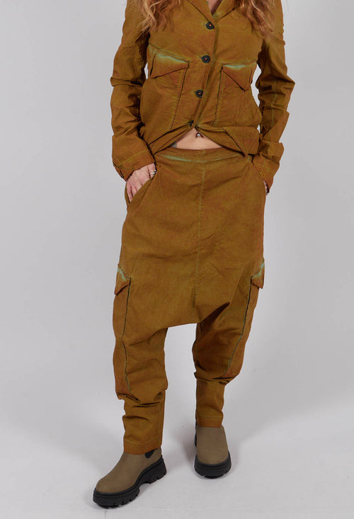 Drop Crotch Trousers with Large Pockets in Lagoon Cloud - 2240105