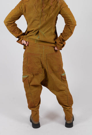 Drop Crotch Trousers with Large Pockets in Lagoon Cloud - 2240105