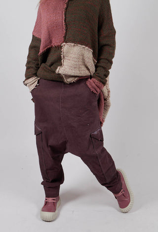 Drop Crotch Trousers with Large Pockets in Flamingo Cloud - 2240105