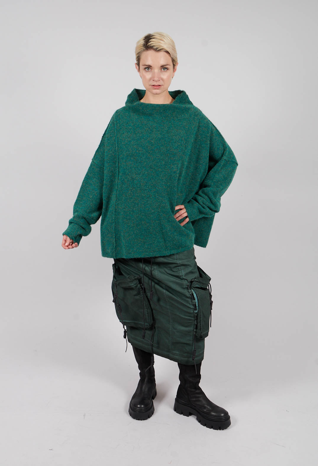 Relaxed High Neck Jumper in Light Palm Mel - 2460702