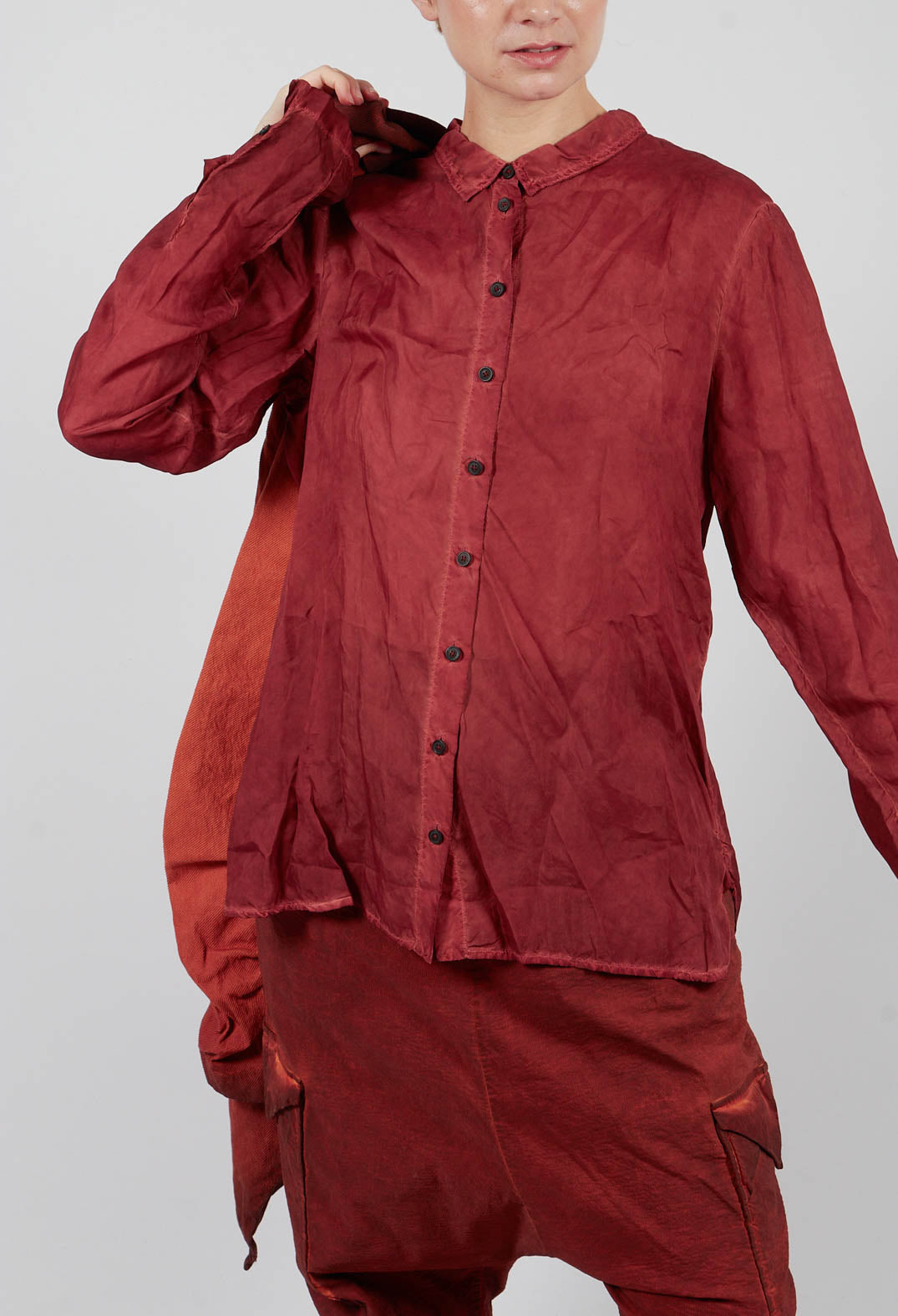 Button Through Blouse in Crab Cloud - 2470402