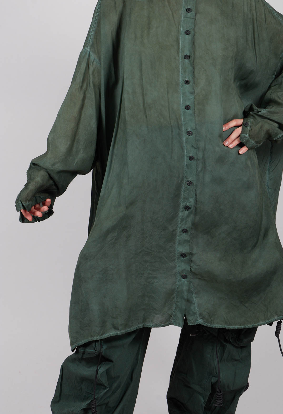 Relaxed Fit Shirt Dress in Pine Cloud - 2470903