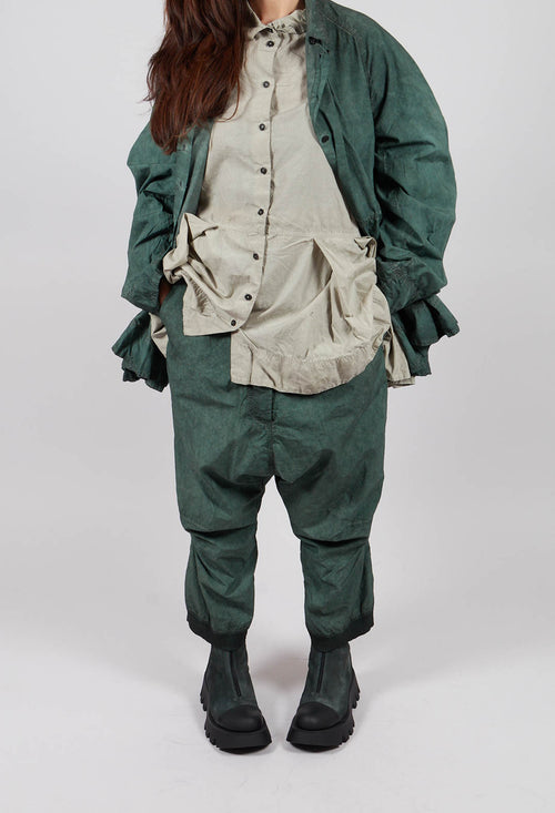 Cropped Belted Trousers in Pine Cloud - 2530105