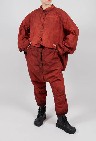 Cropped Belted Trousers in Crab Cloud - 2530105