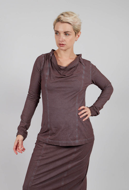 Jersey Top with Drawstring Neckline in Flamingo Cloud - 2560501