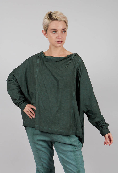 Oversized Top with Drawstring Neckline in Pine Cloud - 2560504