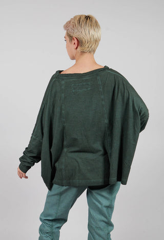 Oversized Top with Drawstring Neckline in Pine Cloud - 2560504