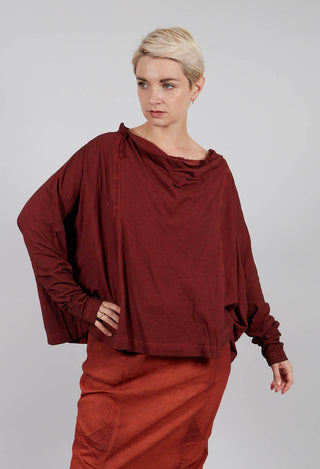 Oversized Top with Drawstring Neckline in Crab Cloud - 2560504