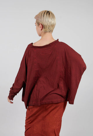 Oversized Top with Drawstring Neckline in Crab Cloud - 2560504