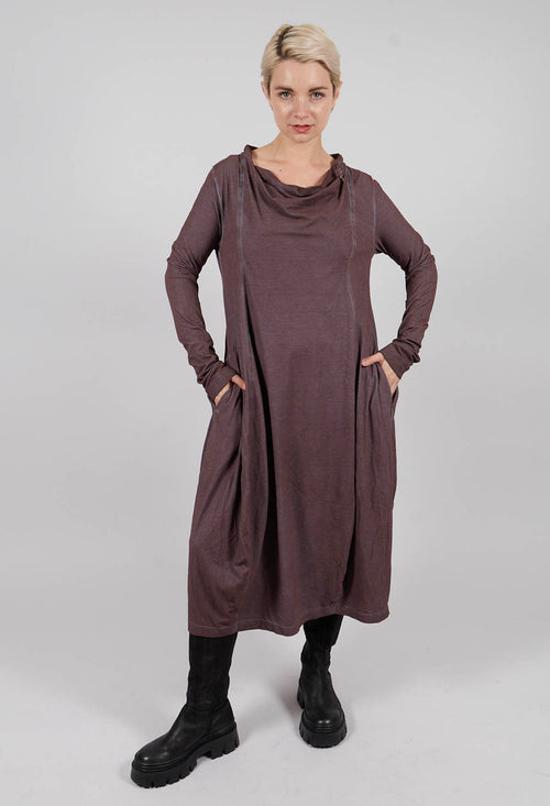 Jersey Dress with Drawstring Neckline in Flamingo Cloud - 2560912