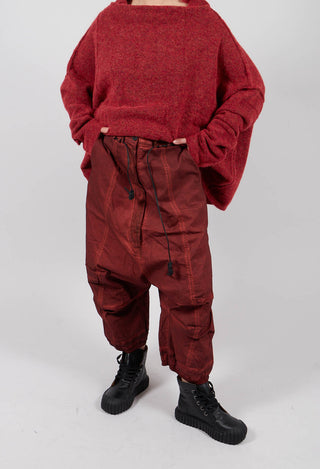 Drop Crotch Trousers with Drawstring Waist in Crab Cloud - 2600107