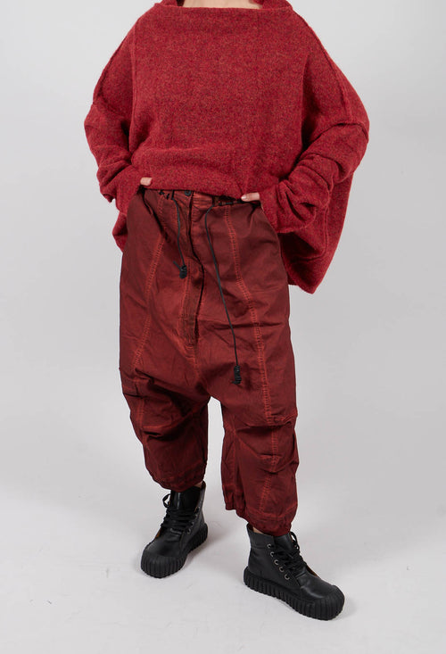 Drop Crotch Trousers with Drawstring Waist in Crab Cloud - 2600107