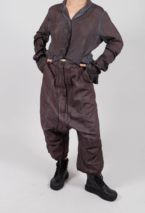 Drop Crotch Trousers with Drawstring Waist in Flamingo Cloud - 2600107