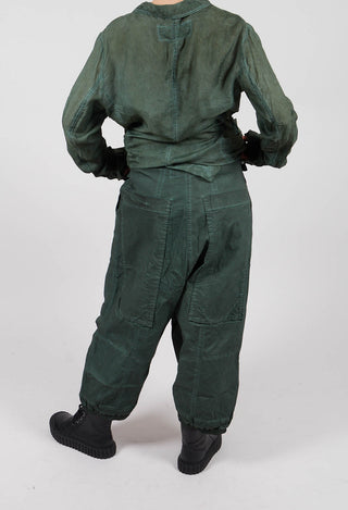 Drop Crotch Trousers with Drawstring Waist in Pine Cloud - 2600107