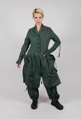 Button Through Coat with Feature Pockets in Pine Cloud - 2601208