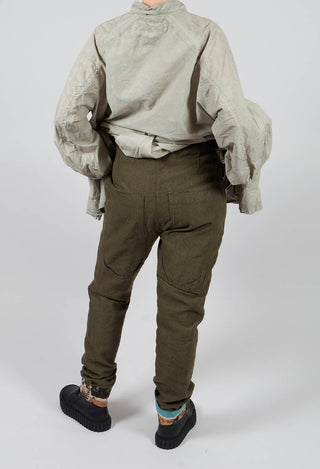 Slim Leg Trousers with Contrasting Turn-Up in Light Pine - 2630102