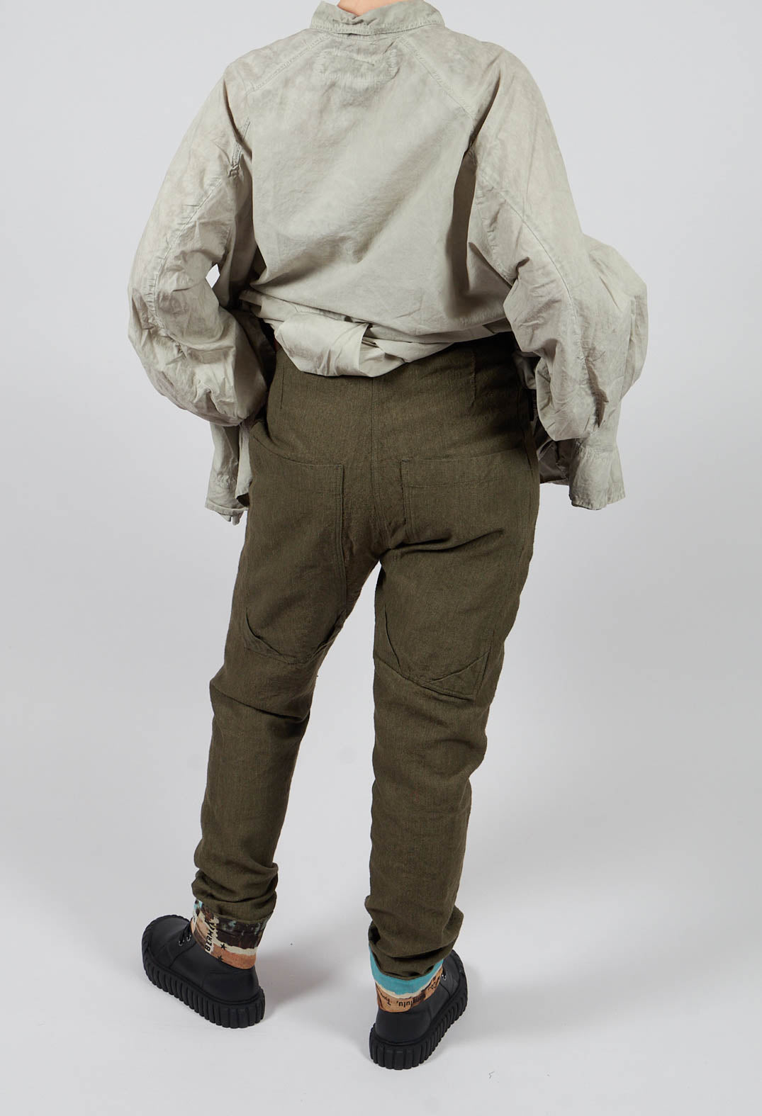 Slim Leg Trousers with Contrasting Turn-Up in Light Pine - 2630102