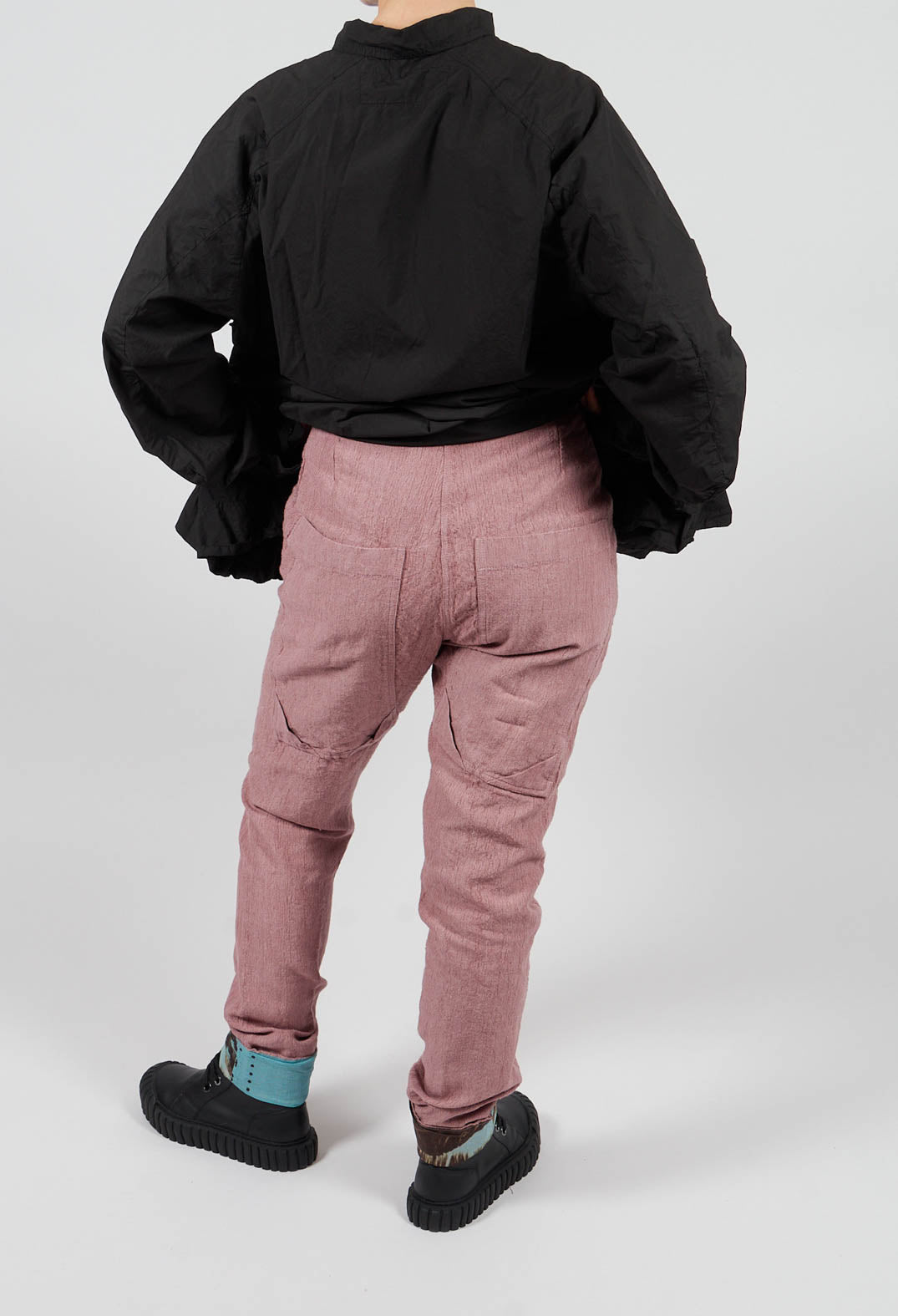 Slim Leg Trousers with Contrasting Turn-Up in Light Flamingo - 2630102