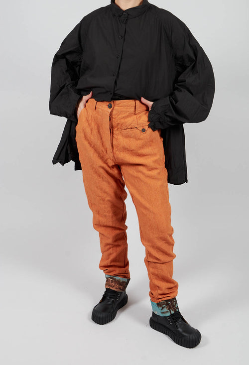 Slim Leg Trousers with Contrasting Turn-Up in Light Sun - 2630102