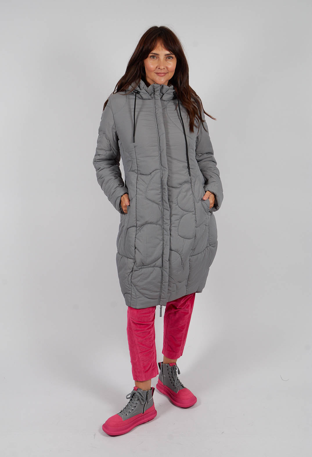 Quilted Tulip Coat in Dark Grey - 3191203