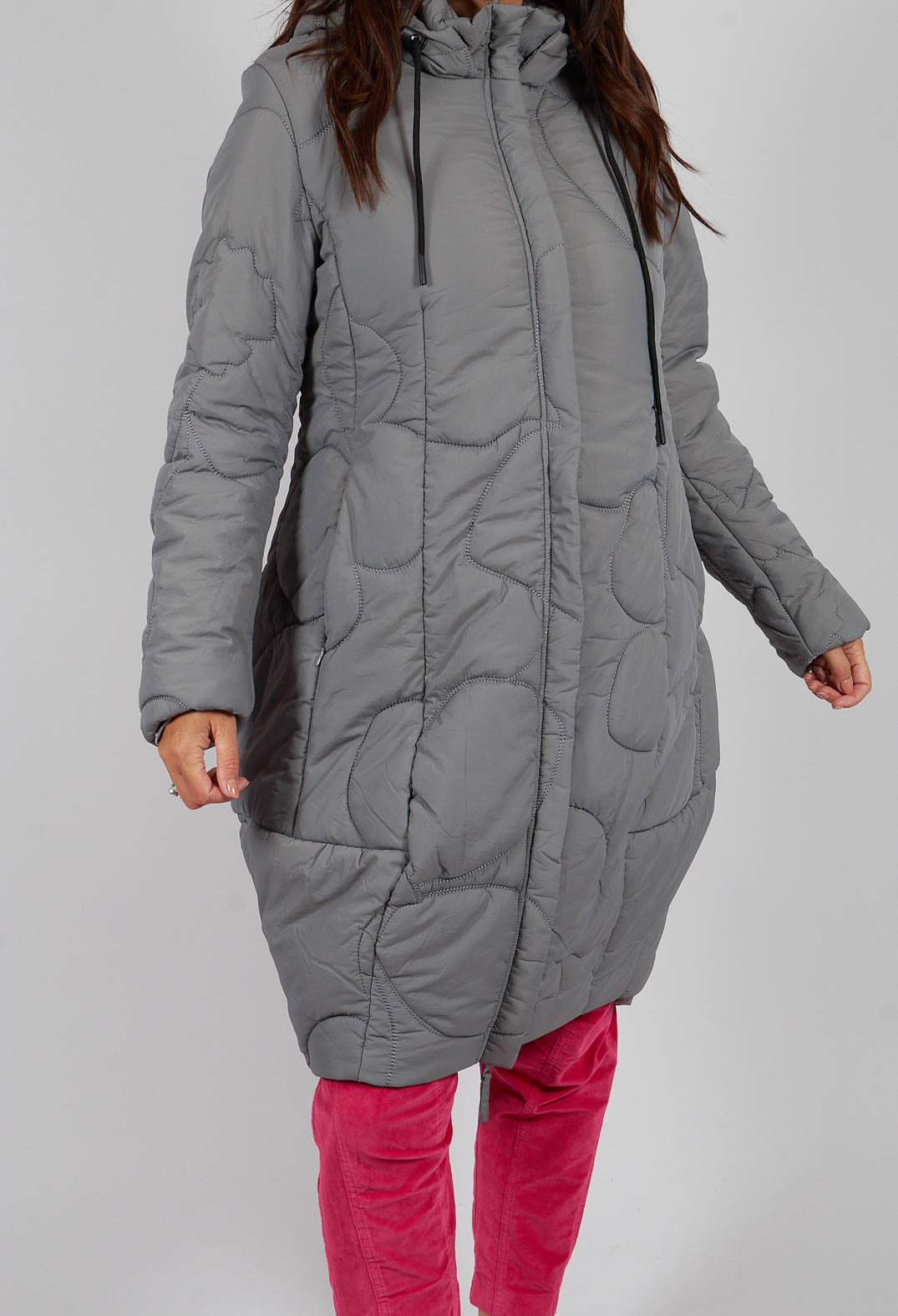 Quilted Tulip Coat in Dark Grey - 3191203