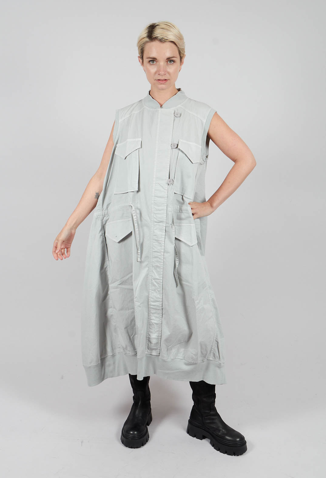 Sleeveless Utility Dress in Light Grey - 3200903