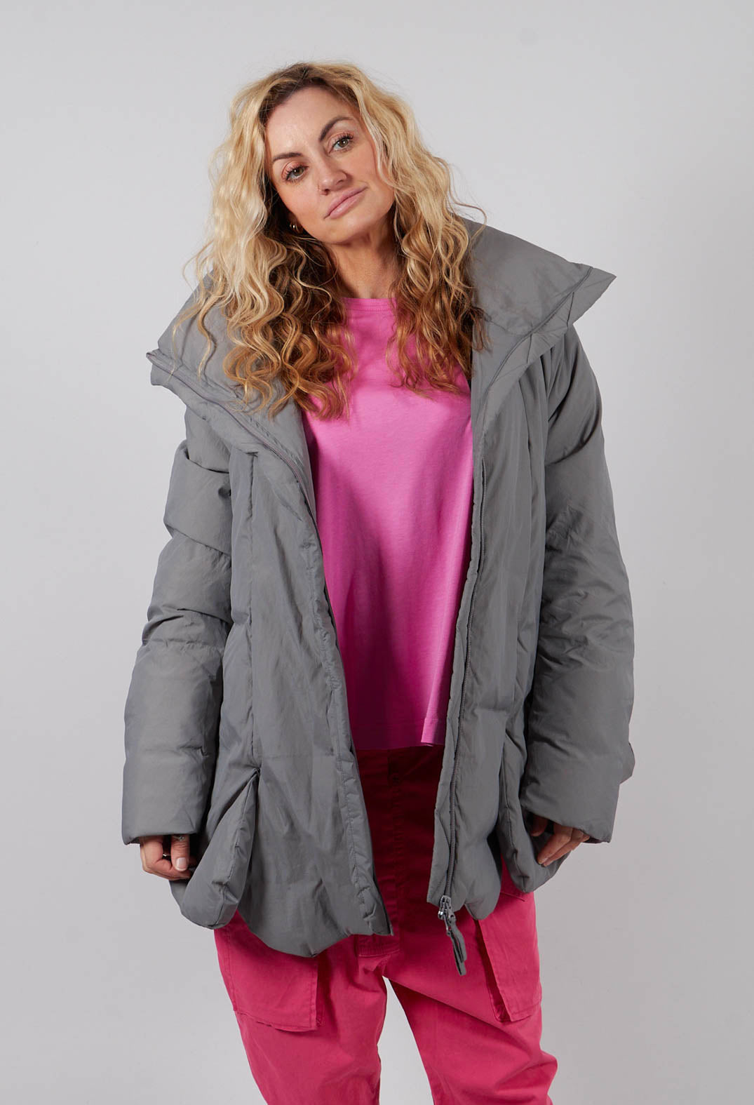 Tulip Hem Padded Jacket in Dark Grey - 3211124