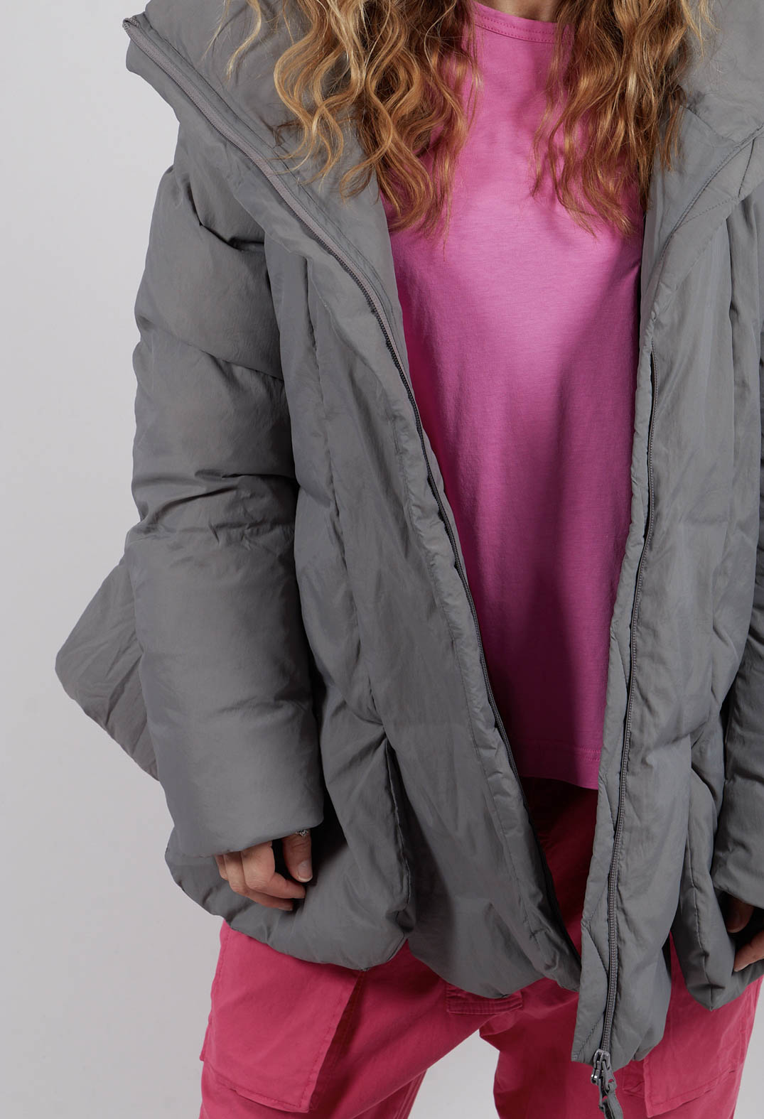 Tulip Hem Padded Jacket in Dark Grey - 3211124