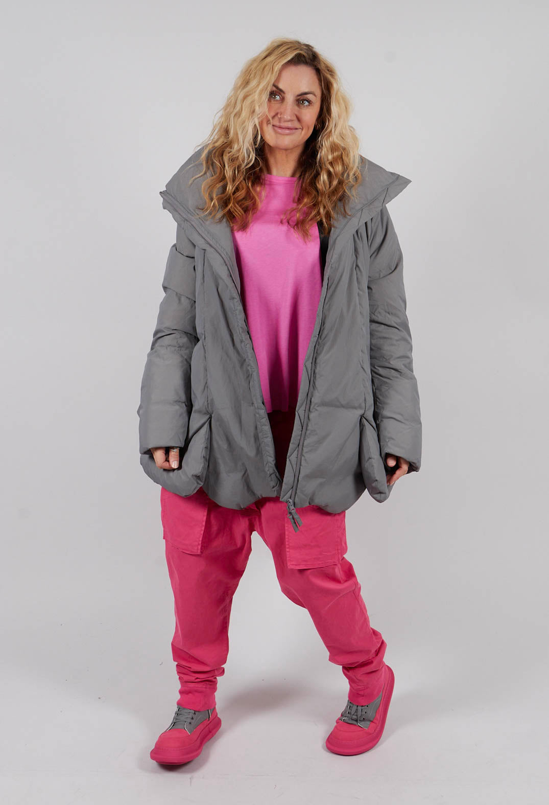 Tulip Hem Padded Jacket in Dark Grey - 3211124