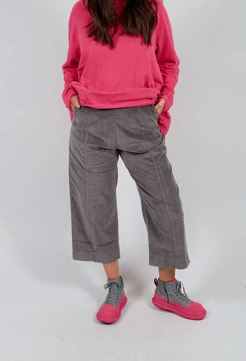 Cropped Pull On Trousers in Dark Grey - 3230102