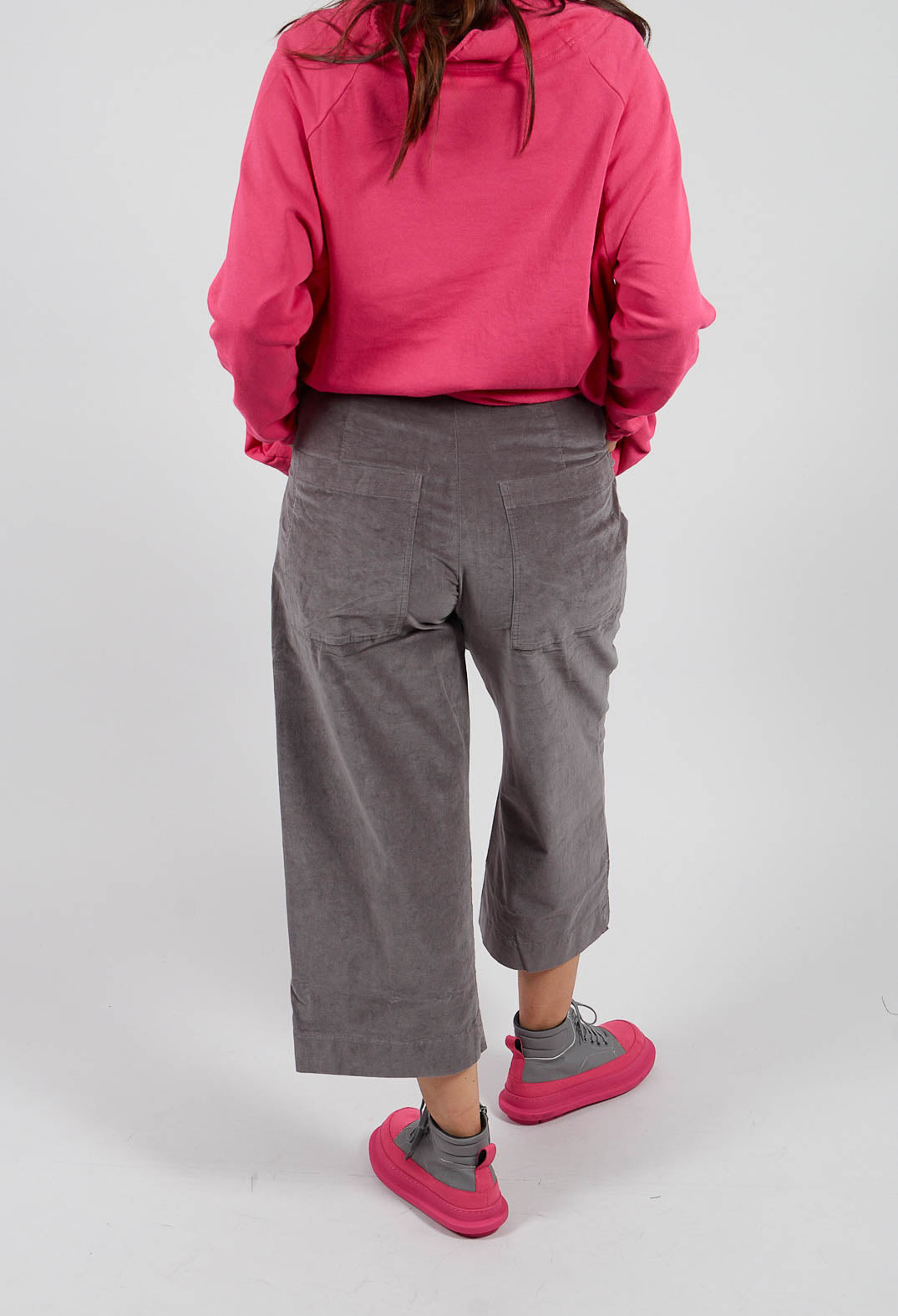 Cropped Pull On Trousers in Dark Grey - 3230102